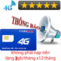 SIM 3G 4G DATA MOBI MDT255 TRỌN GÓI MIỄN PHÍ MẠNG 1 NĂM 36GB - GIÁ TỐT