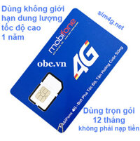 Sim 3G 4G OBC Mobifone không giới hạn dung lượng MAX băng thông 1 năm