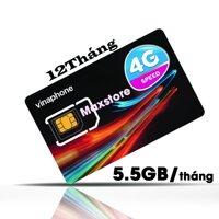 SIM 3G 4G VINAPHONE D500 5.5GB/1 THÁNG trọn gói 1 năm không nạp tiền từ maxstore.