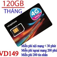 Sim 4g 1 năm không nạp thẻ vd149 vinaphone thả ga data không giới hạn