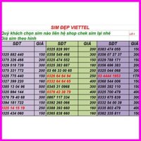 SIM 4G 1 NĂM SIM VIETTEL SỐ ĐẸP PHONG THỦY LÔ 1 hottt ***