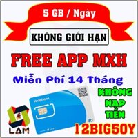 Sim 4G 5G Vinaphone BIG50Y U1500 12TD49 Fhappy D89Y D159V D500. Trọn Gói 1 Năm KHÔNG NẠP TIỀN
