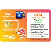 Sim 4G giải trí Vieon 1T - Vietnamobile - Miễn phí tài khoản Vieon Vip - 10Gb/ngày => 300Gb/tháng.