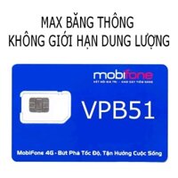 SIM 4G Max Băng Thông VPB51 nạp theo tháng Đã Đăng Ký