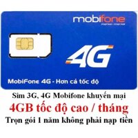 SIM 4G MOBI TRỌN GÓI 1 năm không nạp tiền