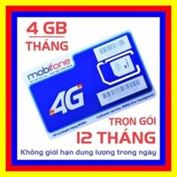 Sim 4G Mobi trọn gói 1 năm MDT250A 12DF50 KM 5GB/NGÀY