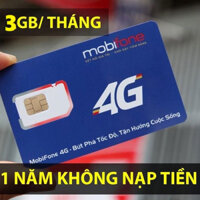 Sim 4G Mobifone 1 Năm gói MDT255 (3GB 1 THÁNG) trọn gói 1 năm KHÔNG NẠP TIỀN - SHIP TOÀN QUỐC