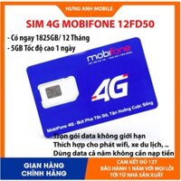 Sim 4g Mobifone 12FD50 trọn gói 1 năm không cần nạp tiền, có ngay 5gb 1 ngày