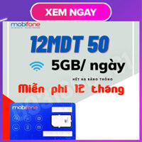 Sim 4G Mobifone 12MDT50 Miễn Phí 5GB / Ngày Dùng Cả Năm Không Cần Nạp Tiền Sim Max Data Tốc ĐỘ cAo