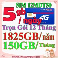 Sim 4g mobifone 12mdt50 miễn phí 1 năm tặng mỗi ngày 5gb tốc độ cao (5gb/ngày x12 tháng). Sử dụng trên toàn quốc