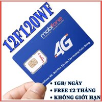 Sim 4G Mobifone F120WF Trọn Gói 1 Năm - Không Giới Hạn Data - 1gb/ngày - 360gb/năm