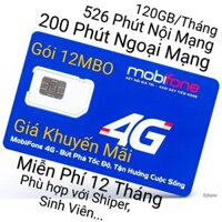 Sim 4G Mobifone MDT250A, 21G12, 12MAX90, 12FD50, 6MDT150, 12MDT150 ( Tuy gói cước). NL