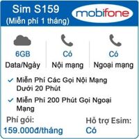 Sim 4G MobiFone S159 6GB/Ngày Free Youtube Facabook