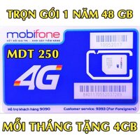 Sim 4G Mobifone trọn gói 1 năm không nạp tiền MDT250A (Mạnh như Sim 4G Viettel và Sim 4G Vina) - Sim 4G Mobi