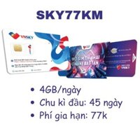 Sim 4G Mobifone : VNSKY SKY77 4GB VNSKY77 tốc độ cao/ngày - Miễn Phí 45 Ngày đầu hệ sinh thái VNPAY mobifone