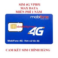 Sim 4G Mobifone Vpbank51 - VPB51 Không giới hạn DATA, MAX băng thông. Trọn gói 12 tháng