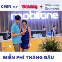 Sim 4G Mobiphone Gói C90N Dung lượng lên tới 4GB/ngày (khuyến mại gọi nội mạng miễn phí) cho bạn dùng thả ga