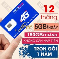 Sim 4G Trọn Gói 1 Năm Mobifone 12MDT50 Có Ngay 150Gb/Tháng Miễn Phí Cả Năm Truy Cập Mạng