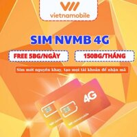 Sim 4g vietnamobile có sẵn 5gb/ngày, 150gb/tháng tốc độ cao, miễn phí 12 tháng