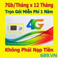 Sim 4G Viettel 7Gb x 11 Tháng Trọn Gói 1 Năm-D900