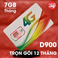 Sim 4G Viettel D900 - Dùng Trọn Gói 1 Năm - KM 7GB/Tháng