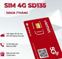 Sim 4G Viettel Gói cước SD135 Free 5GB Data tốc độ cao mỗi ngày, Hàng chính hãng - Free 3 Tháng
