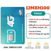 Sim 4G Viettel trọn gói 1 NĂM FULL DATA TỐC ĐỘ CAO 12umax90 12UMAX70 12MXH100 12V90B Shop Sim giá rẻ 3G và 4G các loại