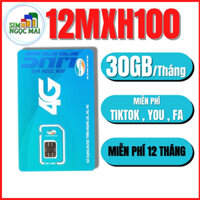 Sim 4G Viettel trọn gói 1 năm 12MXH100 Không giới hạn truy cập tiktok facebook youtobe cực cháy