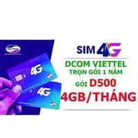 Sim 4G Viettel trọn gói 1 năm 4GB/Tháng D500