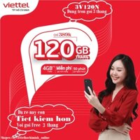 Sim 4G Viettel trọn gói 3 tháng V120N 4GB/Ngày và miễn phí gọi nội mạng