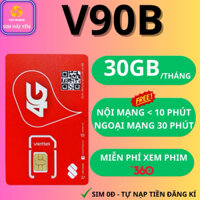 Sim 4G Viettel V90B DATA 30GB/THÁNG, TẶNG GỌI NỘI MẠNG + NGOẠI MẠNG, SIM TỐC ĐỘ CAO, TẶNG QUE CHỌC SIM