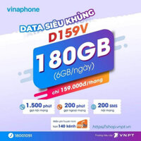 SIM 4G VINA D159V TẶNG 6GB/NGÀY GỌI NỘI MẠNG FREE+200P NGOẠI MẠNG