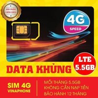 Sim 4G Vina D500 5Gb/tháng Dùng Data miễn phí 1 năm không cần nạp tiền