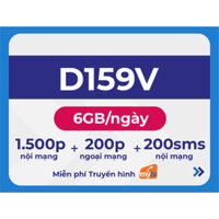 sim 4G vina VD89P D159V tặng 180gb/tháng=6GB/NGÀY GỌI VÀ NHẮN TIN MIỄN PHÍ