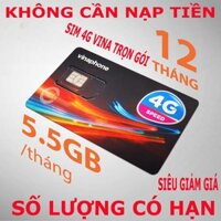 Sim 4G Vinaphone Dùng Tẹt Ga Miễn Phí 1 Năm Không Cần Nạp Tiền giá Rẻ 5GB/tHÁNG