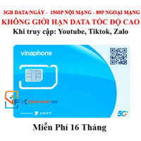 Sim 4G Vinaphone Trọn Gói 16 Tháng Có Ngay 3Gb/Ngày, 89p Gọi Ngoại Mạng + 1500p Gọi Nội Mạng