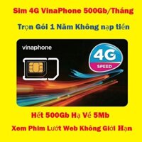 Sim 4G Vinaphone U1500 Trọn Gói 1 Năm 500GB/Tháng.