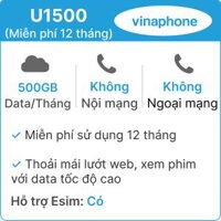 Sim 4G Vinaphone U1500 500GB/Tháng