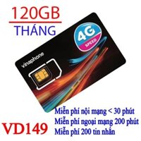 sim 4g vinaphone vd149 tặng 120gb/tháng, miễn phí nghe gọi và nhắn tin