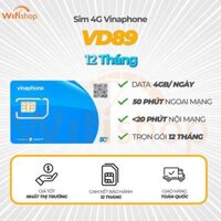 SIM 4G Vinaphone VD89 12 Tháng, Data 4GB/ngày, Miễn phí 50 phút ngoại mạng, <20 phút nội mạng, 12 tháng không nap tiền