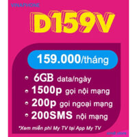 SIM 5G D159V TẶNG 6GB/NGÀY 200P NGOẠI MẠNG NỘI MẠNG FREE