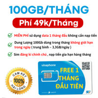 Sim 5G Vinaphone TD49 Sẵn Tháng Đầu Tặng 100GB/Tháng Vào Mạng Tẹt Ga Phí CHỉ 40K/Tháng