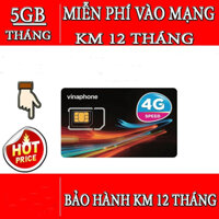Sim Chính Hãng GIẢM GIÁ Cực Sốc Sim 4G VinaPhone,Vina D500 5GB/Tháng - miễn Phí trọn gói 1 Năm