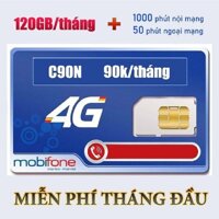 [Sim Có Sẵn Tháng Đầu ] Sim 4G Mobifone C90N Ưu Đãi Tặng 4GB/NGÀY Miễn phí gọi nội mạng Giá Cực Rẻ