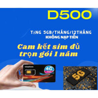 Sim Dcom 4G Vina Trọn Gói 1 Năm D500 5,5GB/tháng - Sử Dụng Toàn QUốc - Bảo Hành 1 Năm