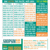 Sim đẹp Viettel 09 Trả trước - Chọn số - Nghe gọi, 4G - Sim mới 100%, Gói cước Tomato và nhiều gói 4G đi kèm.