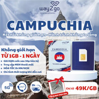 Sim du lịch Campuchia, sim Campuchia 1 - 4 ngày Way2go tốc độ cao data 4G 5G không giới hạn, nhiều gói cước
