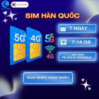 Sim Hàn Quốc 7 ngày 7GB/14GB Data tốc độ cao không chặn Facebook,Zalo...