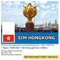 Sim HongKong 7 NgàyCó 14GB4G+3G ko giới hạn, (mỗi ngày 2GB4G+3G ko giới hạn)