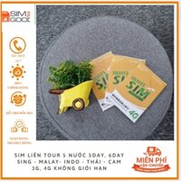 Sim Liên Tour 5 Nước Sing - Malay - Indo - Cam- Thái, Không Giới Hạn Tốc Độ Cao